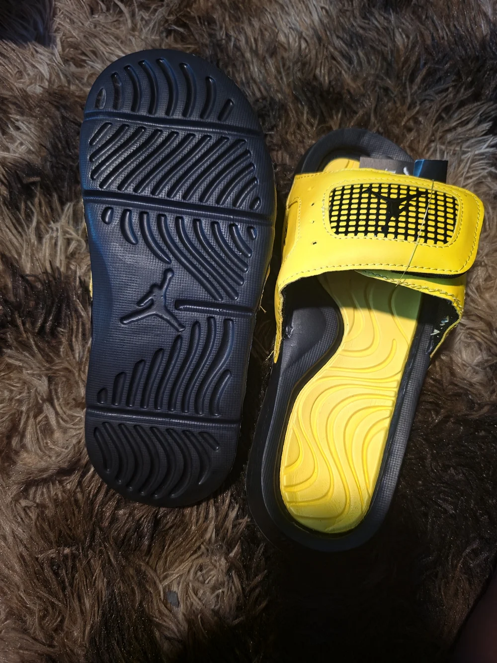 Kids Yellow and Black Sports Slide Sandals